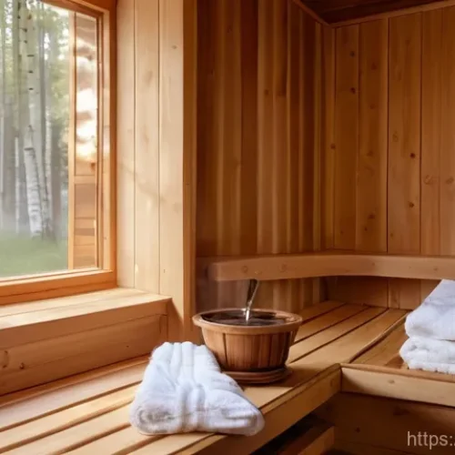 온열 및 한랭치료 - **"A serene young woman is relaxing inside a traditional Russian banya or Finnish sauna. She is mode...